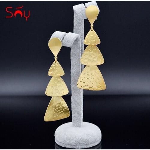 Sunny Jewelry Hanging Triangle Earrings Long Drop Dangle Earrings For Women Girls For Party Wedding Birthday Trendy Jewelry
