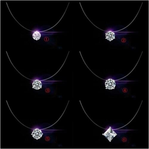 Chic Transparant Fishing Line Jewelry Necklace For Woman Girl S925 Silver AAA Grade Cubic Zirconia Choker Collar Party Gifts