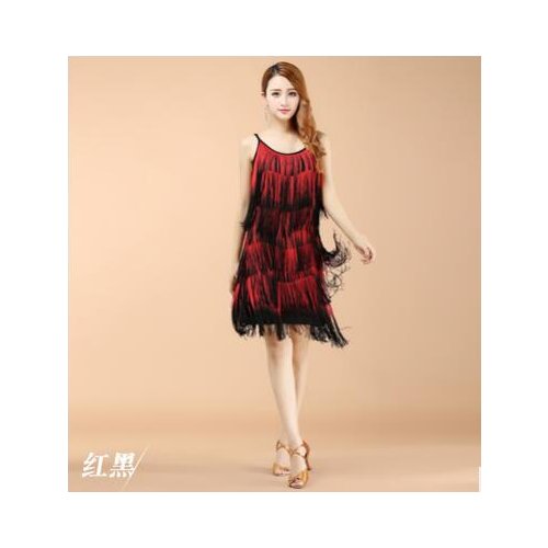 1pcs/lot woman tassel latin dress female spaghetti strap sexy latin dress