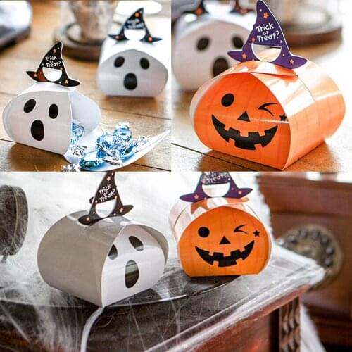 10PCSTrick or Treat Halloween Party Skull Ghost Candy Boxs for Kids Halloween Decoration Baby Shower Birthday Gift Organizer Box