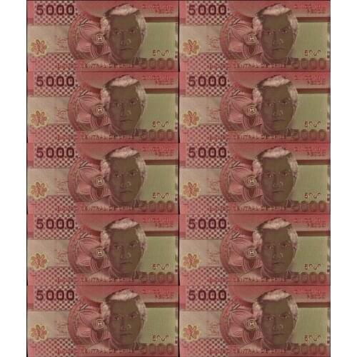 10pcs/lot New Products 2019 Chile 5000 Peso Gold Banknote Colorful World Banknote for Souvenirs, Golden Bank Notes