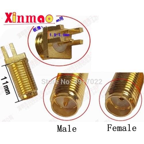 10PCS SMA Female Or RP-SMA Female ( Male pin ) RF Connector Nut Solder PCB Clip Edge Mount 1.6mm Spacing 11cm Hot New SMA-KHD