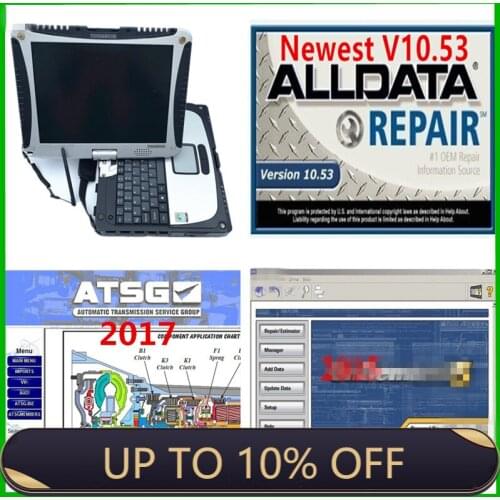 2021 Alldata 10.53 Software + m..Chell 2015 + ATSG 2017 3in 1TB Installed In Laptop For Toughbook CF19 4gb Laptop Ready To Work