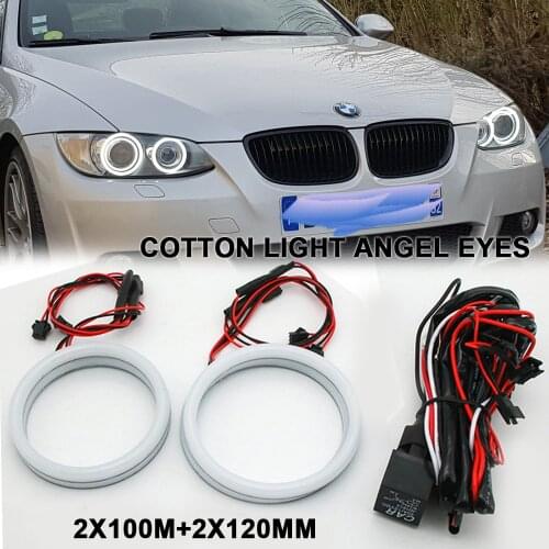 2x100mm 2x120mm SMD LED Cotton Light Halo ring angel eyes for BMW E92 car headlight kits white no error