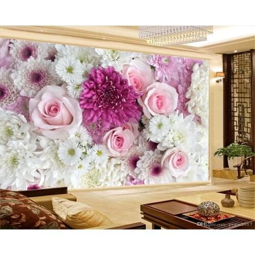 Customized Beautiful Silk 3d Wallpaper Beautiful Color Flowers Living Room Bedroom Decoration High-Grade Wall Paper