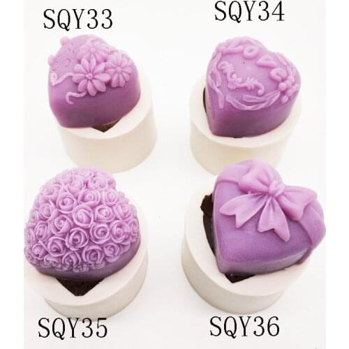 3D Silicone Soap Mold Heart Love Rose Flower Chocolate Mould Candle Polymer Clay Molds Crafts DIY Forms For Nice Soap Base Tool