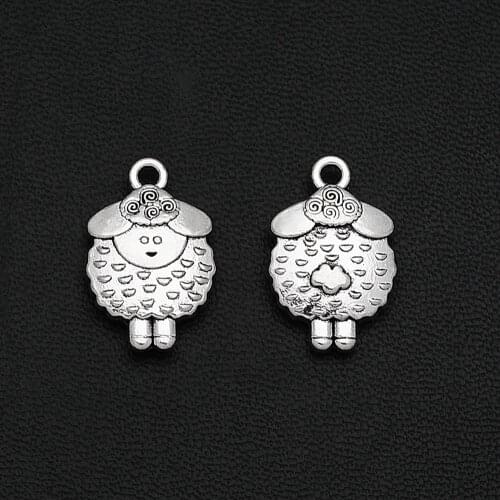 6pcs/Lots 13x19mm Antique Silver Plated Sheep Charm Alloy Metal Animals Pendant For Handmade Diy Tibetan Jewelry Making Findings