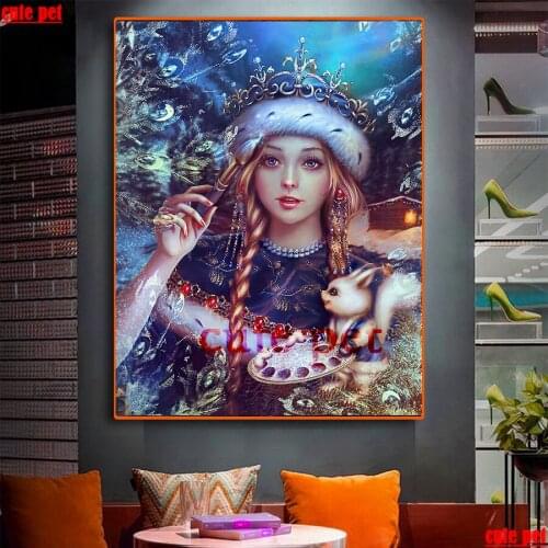 Full Square round 5D Fantasy Snow Girl DIY Diamond Painting Diamond Embroidery Cross Stitch Mosaic Gift puzzle Home Wall Decor