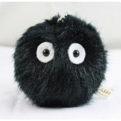 1pcs 2.8'' Japan Anime Black Carbon Super Kawaii Totoro cat Keychain Pendant Soft Stuffed Plush Toy Key Ring Cute Cartoon Doll