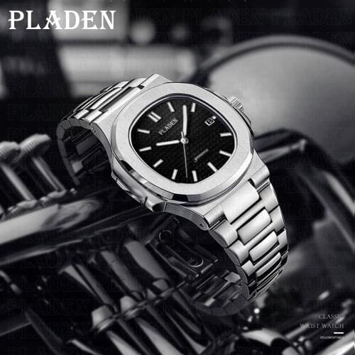 Men Watches Auto Date PLADEN AAA Classic Design Dive Quartz Clock Full Steel Luminous Wrist Watch Waterproof Relogio Masculino