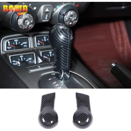 BAWA Carbon fiber pattern Gears Handle Decorative Piece Cover Sticker Compatible For Chevrolet Camaro 2010-2015 Car accessories