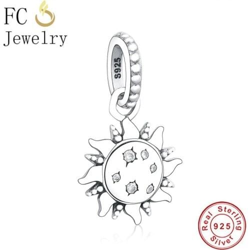 FC Jewelry Fit Original Brand Charm Bracelet 925 Silver Plant Sunflower Mix Cubic Zircon Bead For Making Summer Berloque 2020