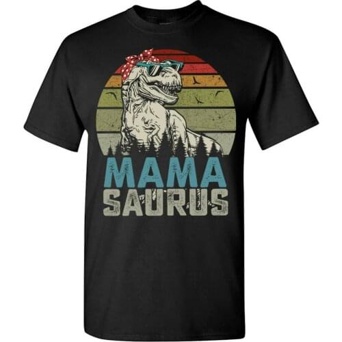 Vintage Mama Saurus Mom Mommy T-Rex Dinosaur Mothers Day Gift T-Shirt. Summer Cotton O-Neck Short Sleeve Mens T Shirt New S-3XL