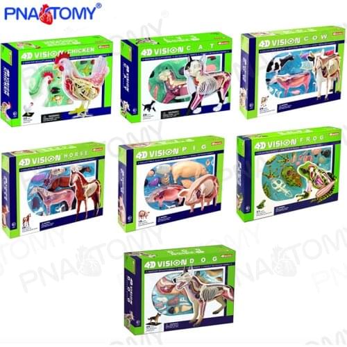 Animal Puzzle Dog Cat Pig Horse Cow Frog Cat Chicken Pets Toys Animal Anatomical Models DIY Children Gifts Educational 4D MASTER