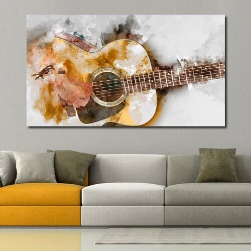 JQHYART Canvas Poster Printing The melody of the guitar Abstract Wall Art Picture Home Decor Living Room Modern No Frame