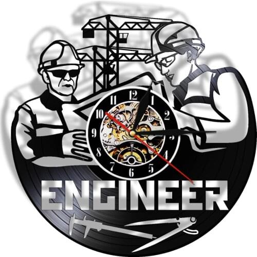 Engineer Srchitecture Vinyl CD Disc Wall Clock Architect Vinyl Record Wall Clock Laborers Multi Coldecorors LED Sign Night Lamp