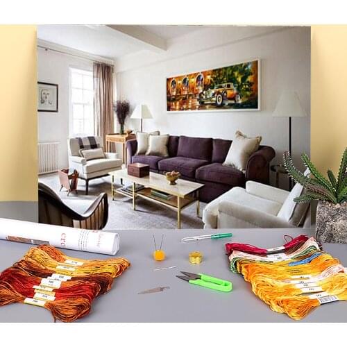 Oil Painting Style Pre-Printed 11CT Cross Stitch Kit Embroidery DMC Threads Handicraft Sewing Craft Needlework Stamped Design