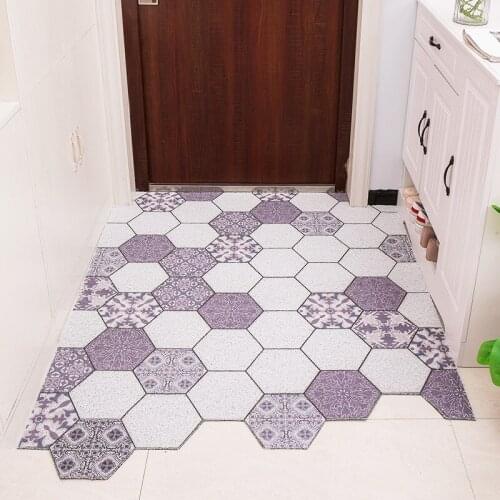 Mats Carpet Living Room Bedroom Indoor Entrance Silk Loop Doormat Carpet Anti-slip Ins Printed Geometric Pattern Foot Door Mats