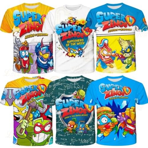Cartoon Superzings Summer T Shirt Unisex Short Sleeve O-neck T Shirt Casual Tops Tees Boys Girls Kids Harajuku Clothing