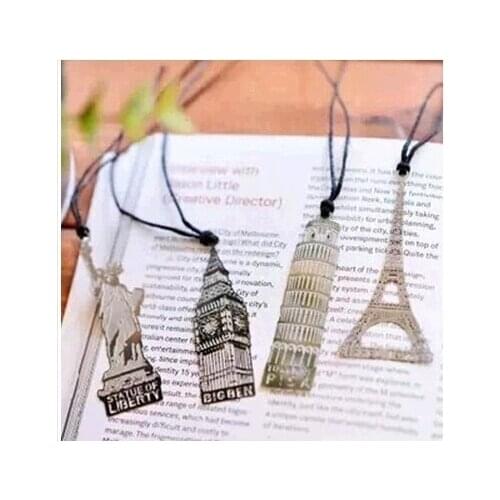 Ellen Brook 1 PCS London Eiffel Tower Statue Of Liberty Mark Page Metal Bookmark Stationery School Office Supply Teacher Gift