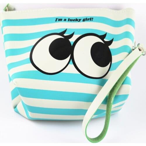 Cute And Beautifu Striped Big EyesLargec Apacity Waterproof Pencil Case Can Be Used For Coin Purse Storage Bag