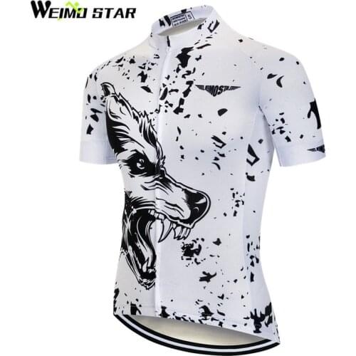 Weimostar Wolf Cycling Jersey Shirt Men Summer Short Sleeve Bicycle Clothing Ropa Maillot Ciclismo Pro Team MTB Bike Jersey Tops