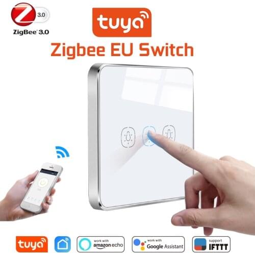 Tuya Zigbee Wall Switch Without Neutral Wire Working with Tuya ZigBee Hub Touch Switch Sticker Smart Life App Control 1 2 3 gang