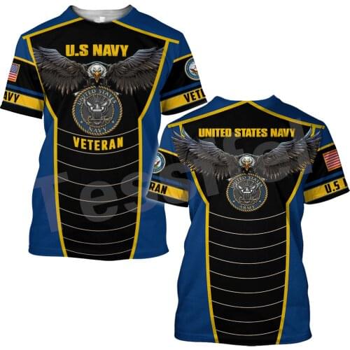 Tessffel Newest Eagle Navy Army Veteran Military Camo NewFashion 3DPrint Summer Unisex Tee Shorts Sleeves T-Shirts Men/Women A2