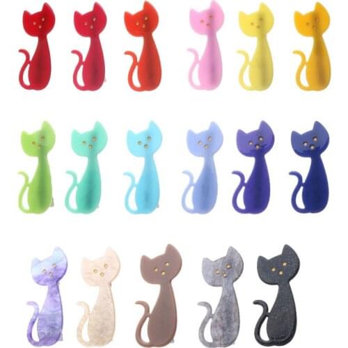 Mi Dairy Brand 2020 New Arrival Seventeen Colors Crooked Head Cat Barrettes Acrylie Hairpin Hair Accessories