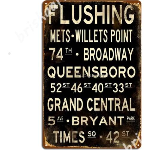 New York &Quot;Flushing&Quot; V1 Distressed Subways Metal Signs Club Funny Plates Garage Club Tin sign Posters