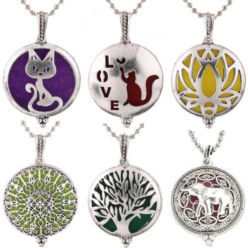 Charm Aromatherapy Creative Style Love Cat Necklace Open Hollow Pendant Perfume Oil Diffuser Exquisite Locket Exquisite Jewelry