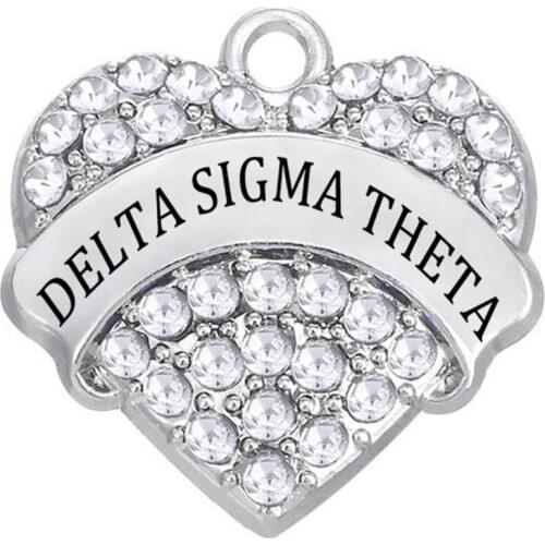 Silver Plating Zinc Alloy Crystal Rhinestone Greek Letter Delta Pave Hearts Charms Pendants For Jewelry Finding