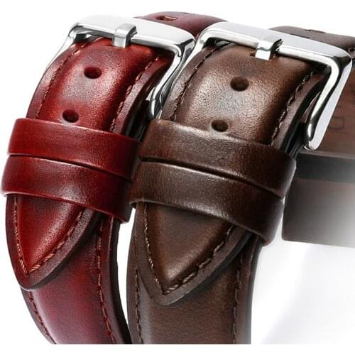Brand Genuine Leather Watchband Men Women Watch Strap 22mm 20mm 18mm 16mm 14mm 12mm Wrist Watch Bracelet Metal Buckl Clock Belt