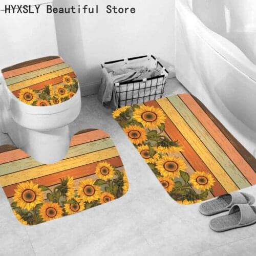 Luxury Flower Printed Kitchen Mat Anti-slip Fabric Living Room Balcony Bathroom Carpet U Shape Pedestal Rug Lid Toilet Cover Set