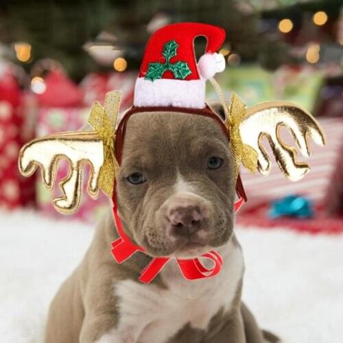 Cute Dog Cat Felt Cloth Hat Deer Antler Santa Claus Crown Headband for Christmas Pet Decorative Supplies Dress Up Prop
