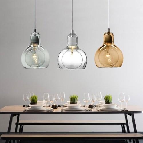 Nordic loft Personalized Big Bulb Glass Pendant Light Amber Glass Lampshade Lighting Fixtures110-240V Bar Hanging light lamp