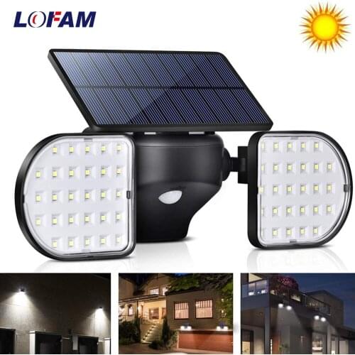 56LED Dual Head Solar Light PIR Motion Sensor Garden Wall Solar Lamp Waterproof Outdoor Adjustable Angle Spotlight