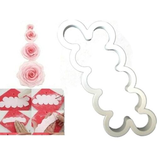 All-in-One Type Rose Cake Mold Sugarcraft Gumpaste Cake Decorating Rose Flower Maker Kitchen Baking Stencils Rose Flower Cutter