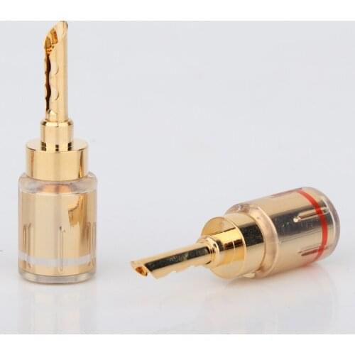 4Pieces BA1439 High Quality 24K Gold Plated Banana Plug Adapter Wire Speaker Connectors