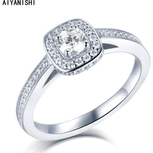 AIYANISHI Wedding Rings For Women Square Sona Diamond Ring Luxury Engagement Bridal Rings Anel Accessories Gifts Drop Shipping