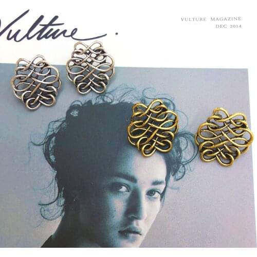 Womens Vintage Geometric Shape Earrings Antique Gold Silver Mesh Fashion Bohemian Stud Earrings Retro Fashion Jewelry