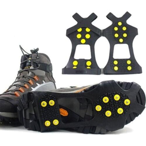 1 Pair 10 Studs Anti-Skid Ice Gripper Spike Winter Climbing Anti-Slip Snow Spikes Grips Cleats Over Shoes Covers