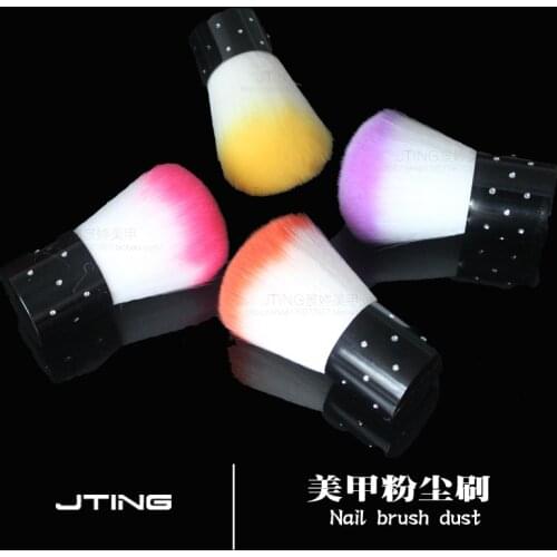 5 Colors,6X5 Nail Art Dust Brush Acrylic UV Gel Nail Art Dust Clean Brush Manicure Pedicure Tool Rhinestones Handle Nail Brushes