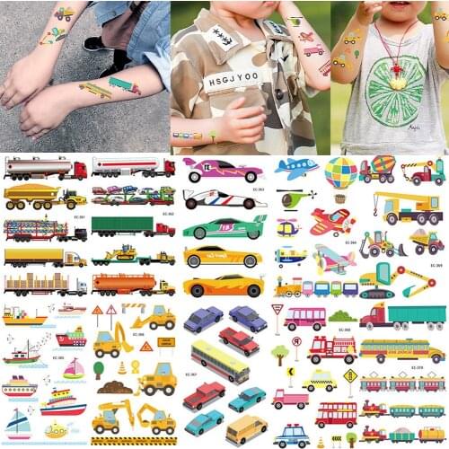 1 Piece Cartoon Cute Cartoon Toy Car Tattoo Waterproof Stickers Arm Wrist Face Temporary Tattoo Sticker for Children Game
