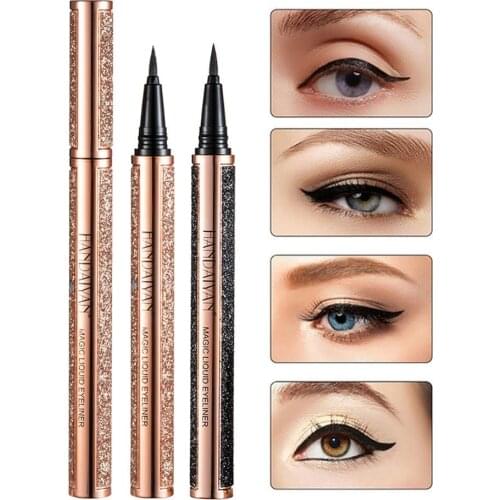 1PC Liquid Eyeliner Pencil Long Lasting Fast-drying Waterproof Anti-sweat Eye Liner Pen Cosmetic Black/Gold Color Eyes Makeup