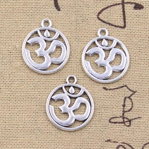 12pcs Charms yoga om 23x19mm Antique Silver Color Pendants Making DIY Handmade Tibetan Finding Jewelry