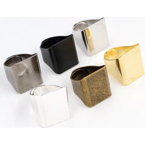 20mm 5pcs Classic 6 Colors Plated Brass Square Adjustable Ring Settings Blank/Base,Fit 20mm Glass Cabochons,Buttons;Ring Bezels