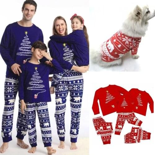 2021 Christmas Family Matching Outfits Polar Bear Father Mother & Kids Pajamas Sets Mommy and Me Xmas Pjs Clothes Tops+Pants