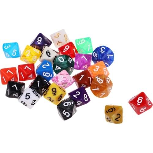25x Acrylic Polyhedral Dice D10 TRPG Toy for Table Game