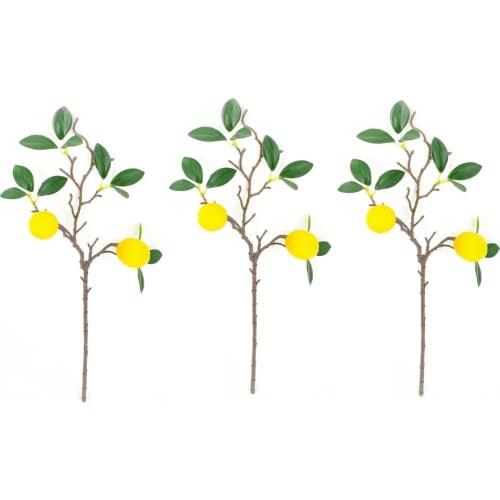 Plants Home Decor Simulation Lemon Branch Party Wedding Artificial 50cm Realistic Vine 50 Cm Beautiful Plastic 3pcs Fruit Props